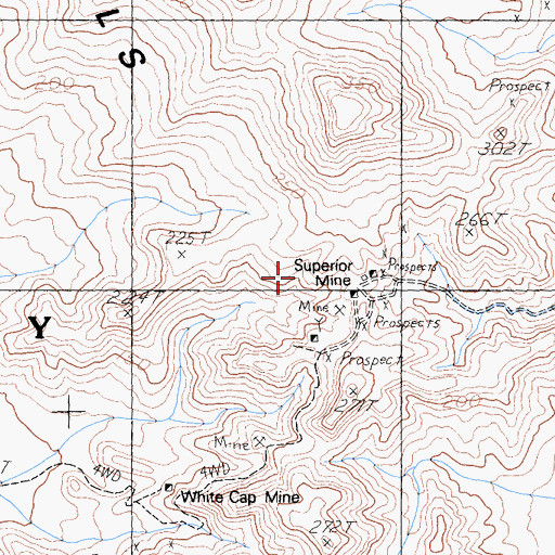 Topographic Map of Superior Mine, CA