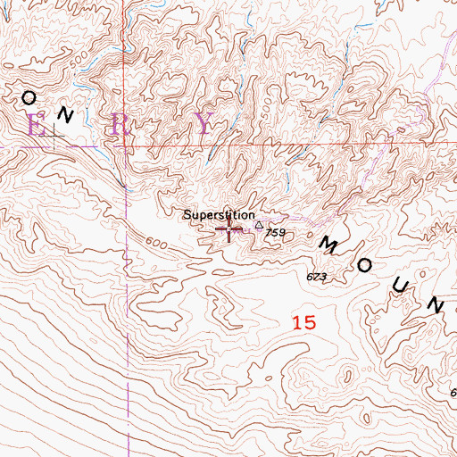 Topographic Map of Superstition Mountain, CA