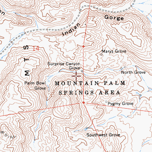 Topographic Map of Surprise Canyon Grove, CA