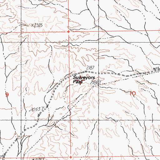 Topographic Map of Surveyors Pass, CA