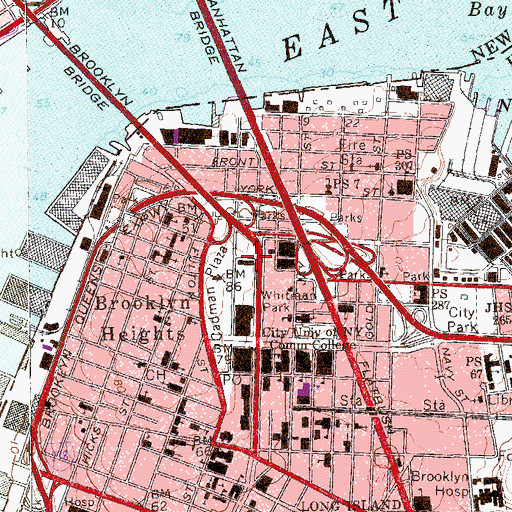 Topographic Map of Heights Theater (historical), NY