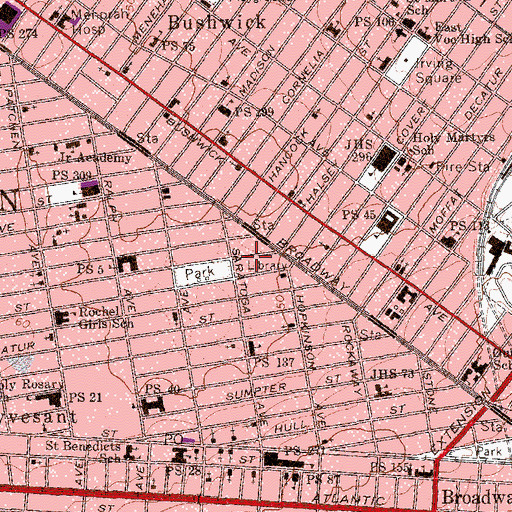 Topographic Map of Halsey Theatre (historical), NY