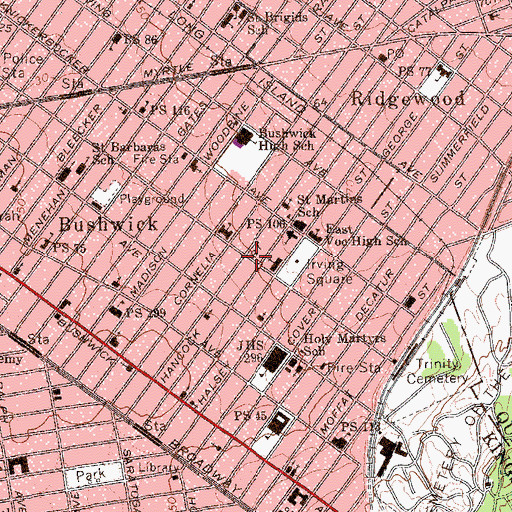 Topographic Map of Grove Theater (historical), NY