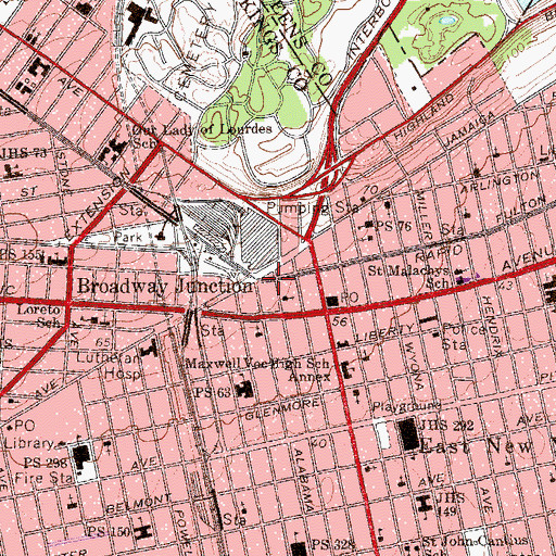 Topographic Map of Gotham Theater (historical), NY