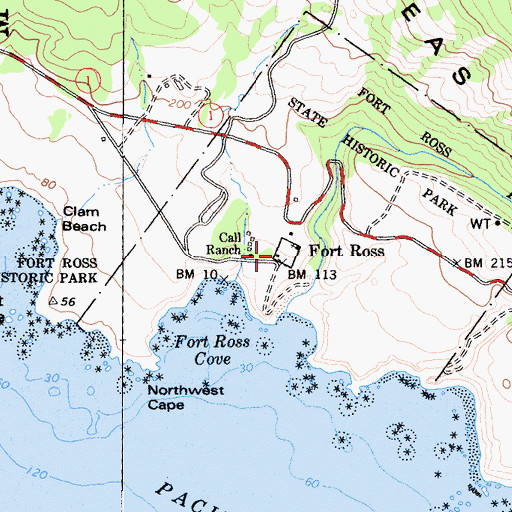 Topographic Map of Fort Ross Commanders House, CA