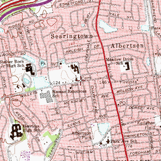 Topographic Map of Searington Church, NY