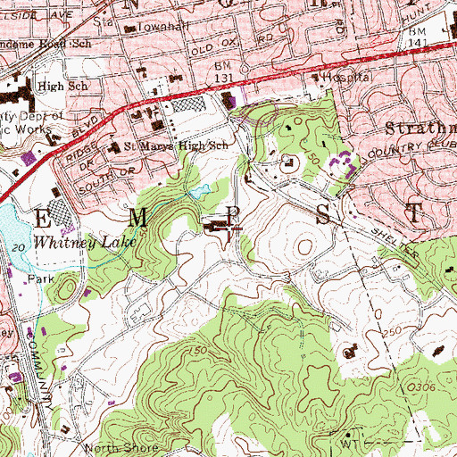 Topographic Map of Whitney Estate, NY