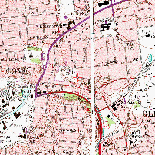 Topographic Map of Saint Pauls Cemetery, NY