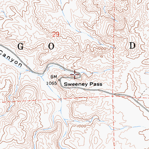 Topographic Map of Sweeney Pass, CA