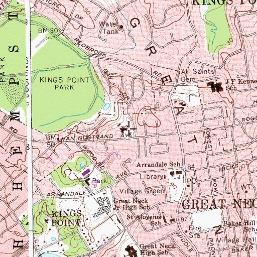 Topographic Map of Great Neck Preparatory School, NY