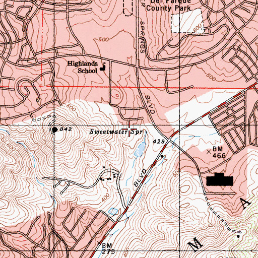 Topographic Map of Sweetwater Spring, CA