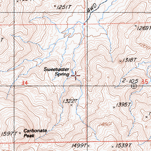 Topographic Map of Sweetwater Spring, CA