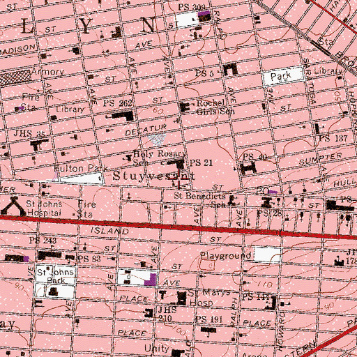Topographic Map of Globe Theatre (historical), NY