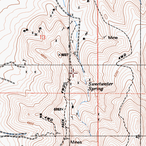 Topographic Map of Sweetwater Spring, CA