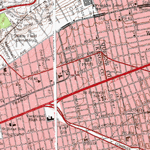 Topographic Map of Gem Theatre (historical), NY