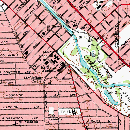 Topographic Map of Trocaire College, NY