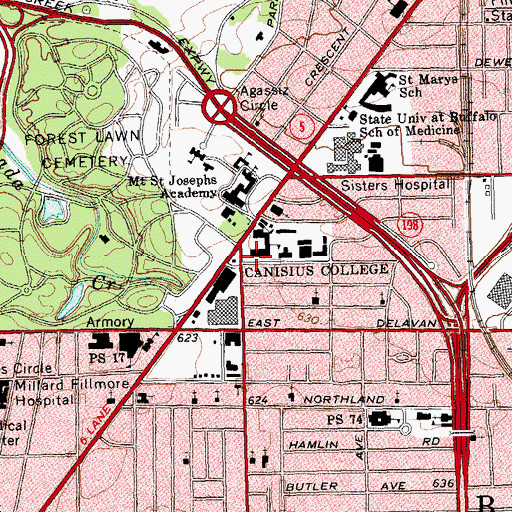 Topographic Map of Bouwhuis Library, NY