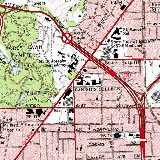 Topographic Map of Churchill Academic Tower, NY
