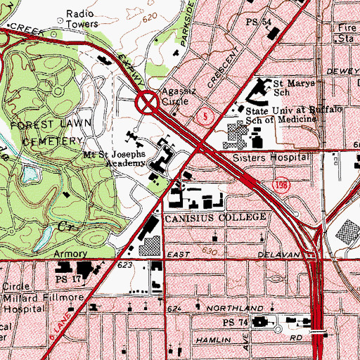 Topographic Map of Wehle Technology Center, NY