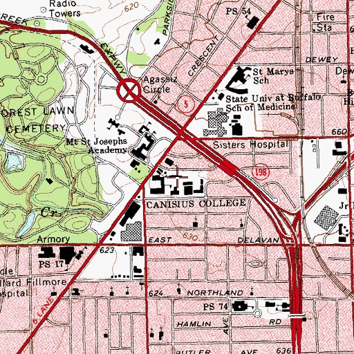 Topographic Map of Loyola Hall, NY
