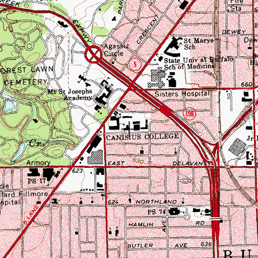 Topographic Map of Horan-O'Donnell Science Building, NY