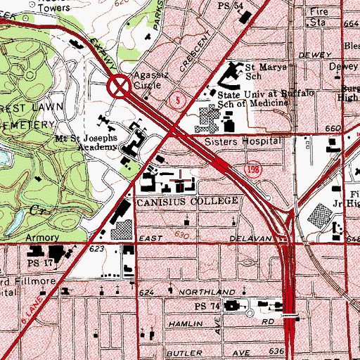 Topographic Map of Christ The King Chapel, NY