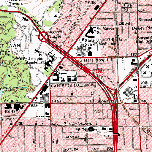Topographic Map of Palisano Pavilion, NY