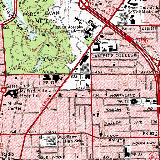 Topographic Map of Demske Sports Complex, NY