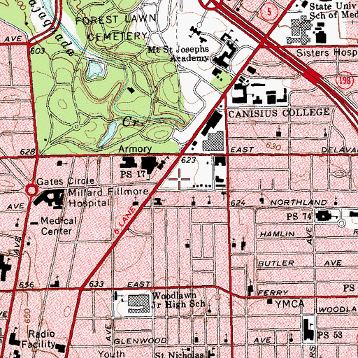 Topographic Map of Koessler Athletic Center, NY