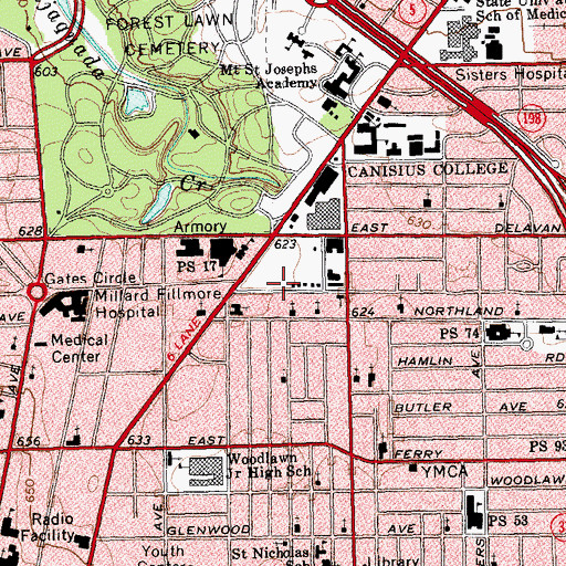 Topographic Map of Patrick E Lee Student Athletic Center, NY