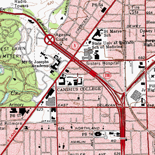 Topographic Map of Eastwood Residence Hall, NY