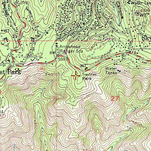 Topographic Map of Switzer Park, CA