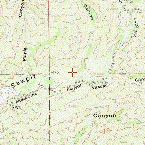 Topographic Map of Sycamore Canyon, CA
