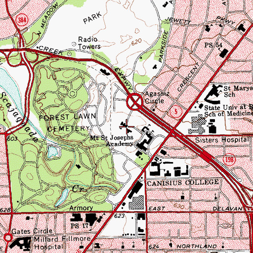 Topographic Map of Downey Science Building, NY