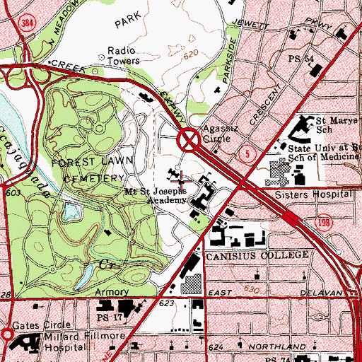 Topographic Map of Huber Hall, NY