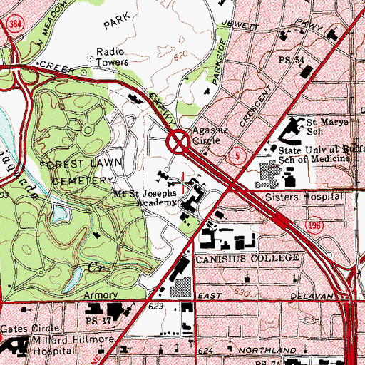 Topographic Map of South Residence Hall, NY