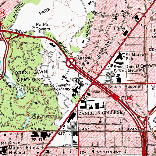 Topographic Map of North Residence Hall, NY