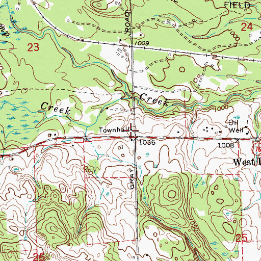 Topographic Map of Ogemaw Township Hall, MI