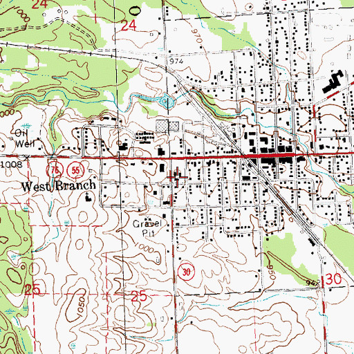 Topographic Map of Ogemaw County Courthouse, MI