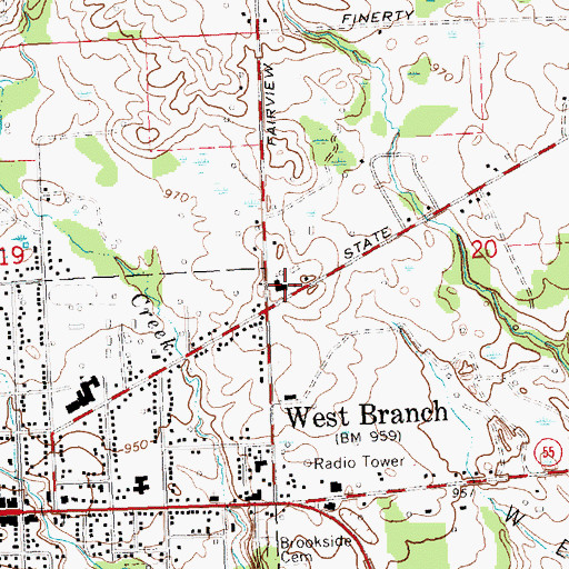 Topographic Map of First United Methodist Church, MI