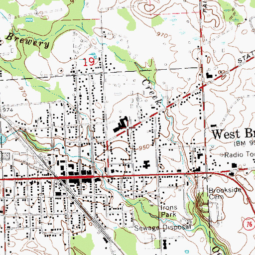 Topographic Map of Surline Elementary School, MI