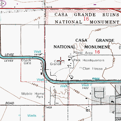 Topographic Map of Casa Grande, AZ