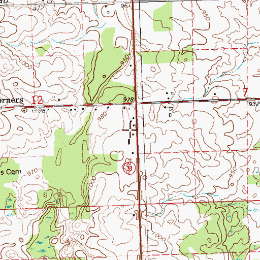 Topographic Map of Ogemaw Heights High School, MI