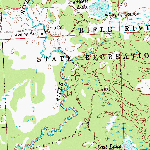 Topographic Map of Rifle River Spruce Rustic Campground, MI