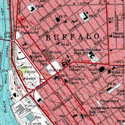 Topographic Map of Bauer Family Academic Center, NY