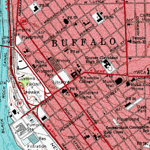 Topographic Map of Koessler Administration Building, NY