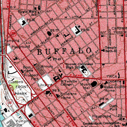 Topographic Map of D'Youville Education Center, NY
