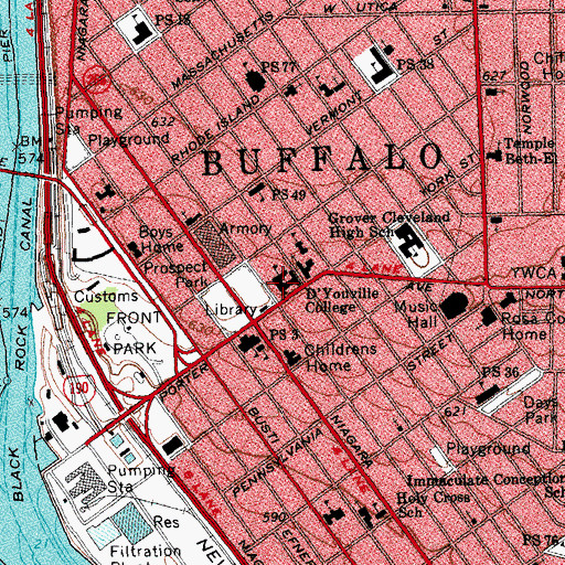 Topographic Map of Kavinoky Theatre, NY