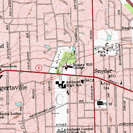 Topographic Map of Marian Library, NY