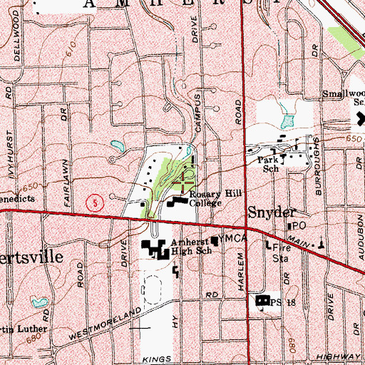 Topographic Map of Charles J Wick Campus Center, NY